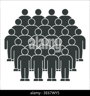 Group of Simplified Human Figures in Close Formation Silhouette Stock Vector