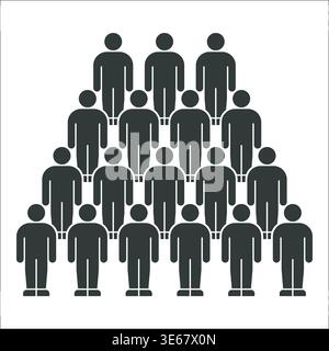 Pyramid Formation of People Icons in Hierarchical Structure Stock Vector