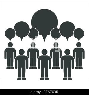 Silhouetted People with Speech Bubbles in Communication Concept Stock Vector