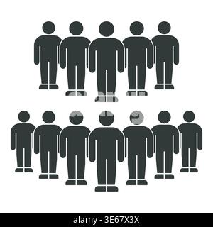 Minimalist People Infographic with Grouped Figures in Rows Stock Vector