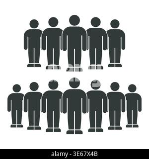 Minimalist People Infographic with Grouped Figures in Rows Stock Vector