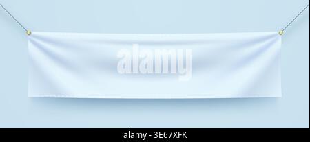 Clean blank white banner template against a soft blue background for your message. Vector illustration Stock Vector