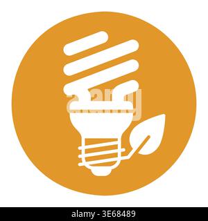Minimalist outline energy saving lamp glyph icon with leaf suitable for eco electricity and sustainable technology design concepts Stock Vector