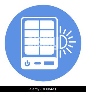 Minimalist outline solar charger glyph icon with sun suitable for renewable energy and mobile technology design concepts Stock Vector