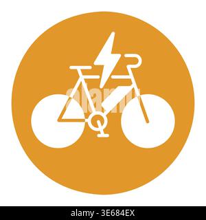 Minimalist outline electric bike glyph icon with lightning bolt suitable for eco transport and active city mobility design concepts Stock Vector
