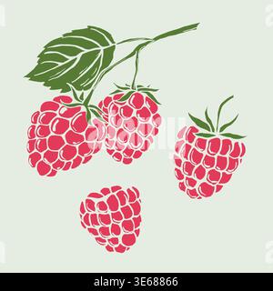 Postage Stamp With Raspberries Vector Illustration Stock Vector