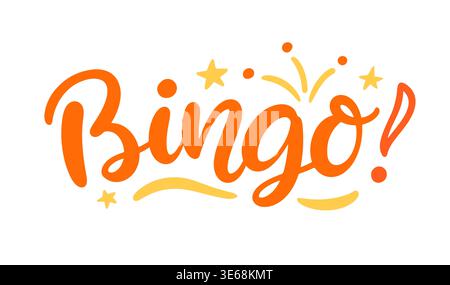Bingo hand written lettering gambling, game design Stock Vector