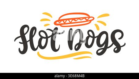 Hot Dogs hand lettering logo vector typography  Stock Vector