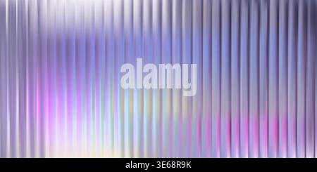 Glass pattern background effect. Abstract line gradient textur. Ribbed 3d iced corrugated metal. Light holograph transparent wall. Blue gray plastic Stock Vector