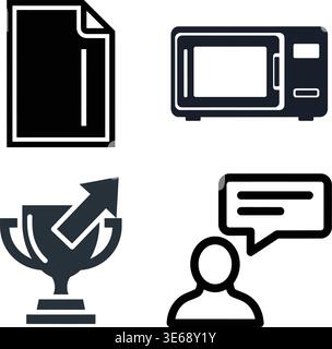 Icons Representing Achievement, Health, and Technology Stock Vector