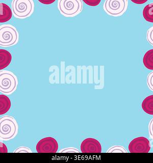 onion and beetroot illustration poster, card template. onion and beetroot on blue paper, background, wallpaper, poster, card template Stock Vector