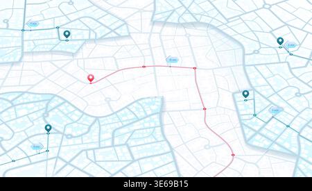 Isometric Gps map navigation to markers. Abstract transportation background. Track navigation pins on street maps, position pin. City in isometric Stock Vector