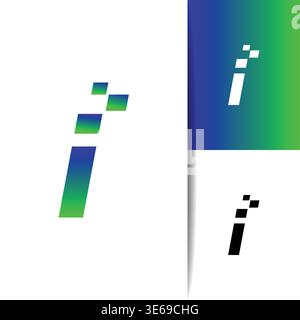 Modern pixel style icon featuring the letter I, created with clean geometric squares and sharp edges. Ideal for digital branding, app interfaces, logo Stock Vector