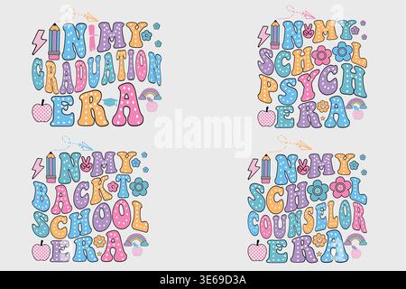 Back to School Typography Design | Colorful School Counselor Graphic Stock Vector