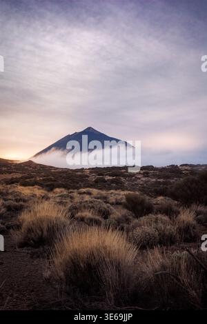 Mount Teide is a volcano located on the Spanish island of Tenerife, in the Canary archipelago. Stock Photo