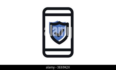 Mobile security and data protection icon Stock Vector