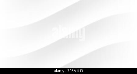 White abstract wave background, medical corporate subtle flag present bg. Grey blue minimalist ripple texture, gray line pattern. Seamless science Stock Vector