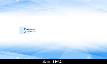 Abstract blue perspective vector background with geometric polygonal triangle shapes and wide central copy space for futuristic technology or corporat Stock Vector