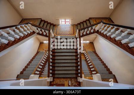 Top view of old vintage decorated staircase Stock Photo