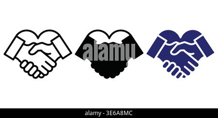 Diverse Handshake Symbols Representing Agreements, Partnerships, and Collaborations in Various Contexts Vector Charity cons Stock Vector