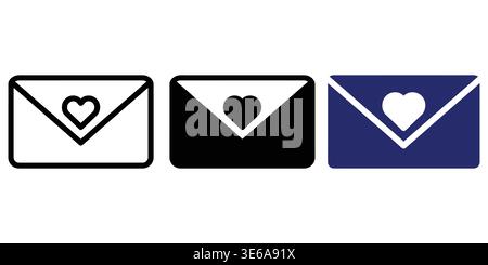 Creative envelope designs featuring heart shapes for romantic and special occasion communications Vector Charity cons Stock Vector