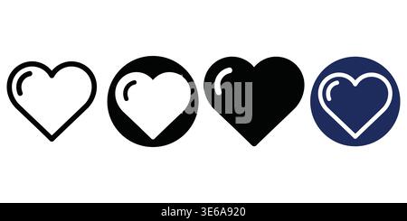 Visual Representation of Emotional Feedback Using Heart Icons with Different Fill Styles Vector Charity cons Stock Vector