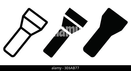 Three different styles of putty knives shown in black and white silhouette. Vector Camping Icons Stock Vector