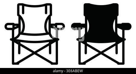 Comparison of folding deck chairs in different orientations and designs Vector Camping Icons Stock Vector