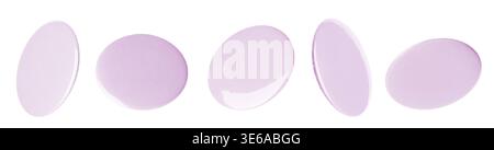 Many lavender button badges isolated on white, set Stock Photo