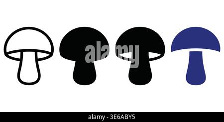 Evolution of a mushroom from outline to fully colored illustration Vector Camping Icons Stock Vector