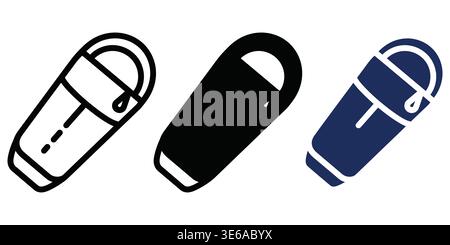Three stylized illustrations of a parking meter in different color schemes Vector Camping Icons Stock Vector