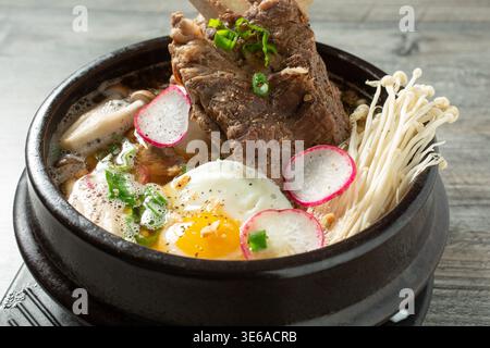 A closeup view of a short rib soup. Stock Photo