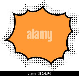 Orange speech bubble with dotted halftone shadow in manga style. Comic dialogue tag. Empty text box, message cloud, idea label, emphasis or POW anime book or movie effect. Vector illustration. Stock Vector