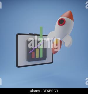 3D Financial report chart. Data analysis for business startup concept. 3d render illustration Stock Photo