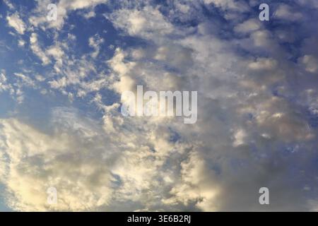 Different cloud formations in summer, cumulus, evening sky, Gotland island, Baltic Sea, Sweden Stock Photo