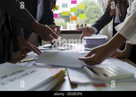 Group of fund manager analyzing big data for future investment Stock Photo