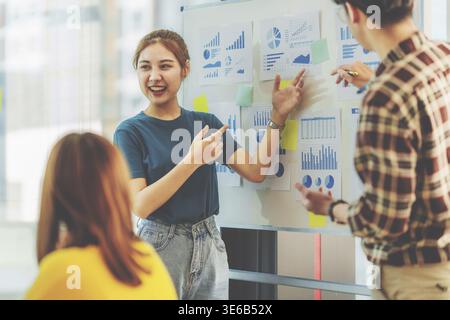 Professional Group of business discuss and consult to offer new idea at exclusive meeting room. finance concept Stock Photo