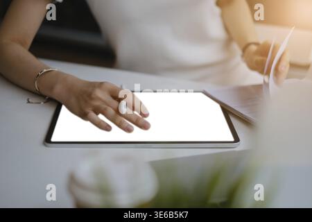 User experience concept. Creative Web Designer sketching application and developing template layout on laptop, framework for digital devices Stock Photo