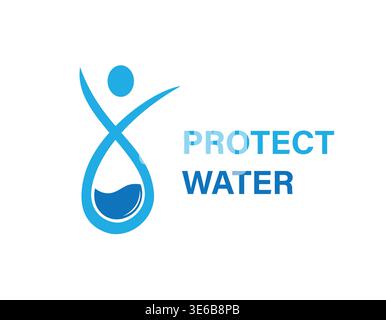 Protect Save Water logo illustration Stock Vector