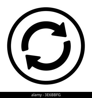 Black circular arrows icon in a circle, simple flat design Stock Vector