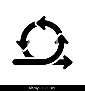 Agile development life cycle vector icon, black and white illustration Stock Vector