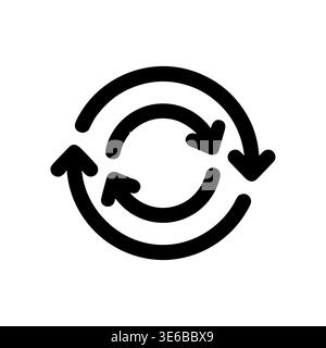 Black circular arrows outline icon representing repetition and rotation Stock Vector