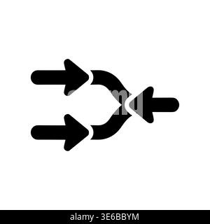 Merging Arrows Icon, Combining Paths, Vector Illustration in Black Stock Vector