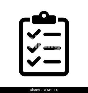 Clipboard with Check Marks Icon in Black and White Style Stock Vector