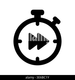 Stopwatch with Fast Forward Icon, Simple Vector Illustration Stock Vector
