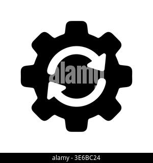 Gear icon with circular arrows symbolizing process or update. Stock Vector