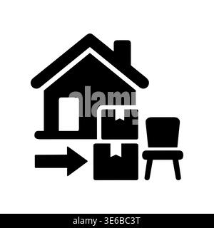 Moving house glyph icon, relocation, box delivery vector illustration Stock Vector