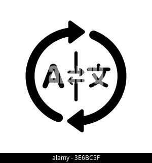 Translation icon with arrows, language converter, flat vector illustration Stock Vector