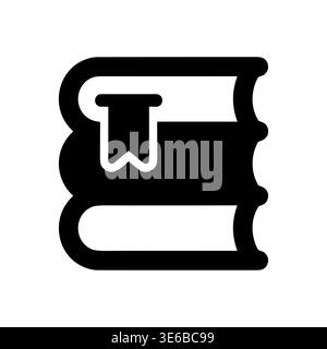 Stack of Books with Bookmark Glyph Icon Style Illustration Stock Vector