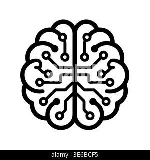 Abstract brain symbol with electronic circuits, digital art style Stock Vector